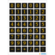 Tastatur mit Zahlen von 0 bis 9 in gelber Schrift auf schwarzem Hintergrund, einschließlich mathematischer Symbole.