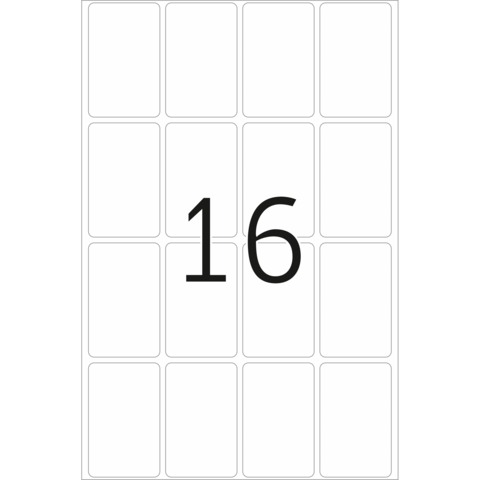 Eine weiße Karte mit der großen Zahl "16" in der Mitte.