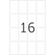 Eine weiße Karte mit der großen Zahl "16" in der Mitte.