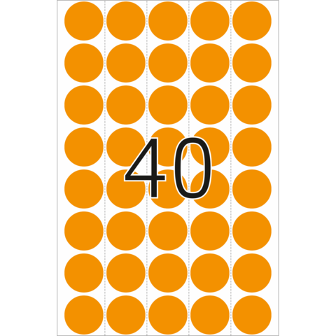 Orangefarbene Kreise auf weißem Hintergrund mit der Zahl 40 in der Mitte.