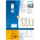 Produktinformation von HERMA mit QR-Code, Softwarehinweisen und Farbcodes für Etiketten. Enthält Anleitungen und Beispiele.