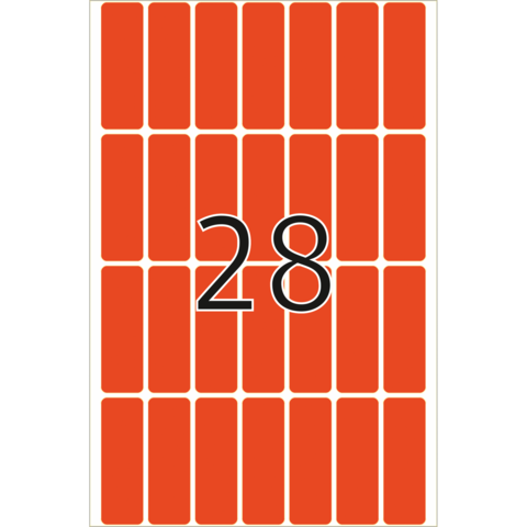 Ein orangefarbener Hintergrund mit mehreren vertikalen Rechtecken und der Zahl 28 in der Mitte.