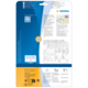 Rückseite einer Verpackung für transparente Etiketten von HERMA mit Anweisungen und einem Hinweis auf kostenlose Software.