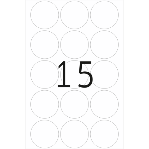 Ein Blatt mit 15 leeren Kreisen, nummeriert mit der großen Zahl 15 in der Mitte.
