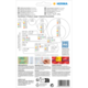 Produktübersicht mit verschiedenen Etikettenformaten und Farben von HERMA, einschließlich Anwendungsinformationen und QR-Code.