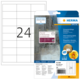 Etikettenpackung mit 240 strapazierfähigen Etiketten, Größe 66 x 33,8 mm, inklusive Softwarehinweis und Anwendungsbeispiel.