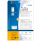 Rückseite einer Verpackung mit Informationen zu HERMA-Produkten, einschließlich Softwarehinweis und Anleitungen zur Verwendung.