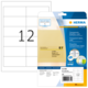 Transparentetiketten auf einer Verpackung, mit der Nummer 12 und Informationen zu Software und Hersteller.