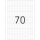 Eine große Zahl "70" in schwarzer Schrift auf einem weißen Hintergrund mit vielen leeren, rechteckigen Feldern.