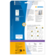 Rückseite einer Verpackung mit Informationen zu HERMA Produkten, einschließlich Softwarehinweis und Anleitungen zur Verwendung.