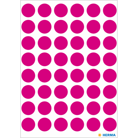 Ein Blatt mit 48 gleichmäßig angeordneten, großen, pinken Punkten auf weißem Hintergrund.