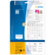 Rückseite einer Verpackung mit Informationen zu HERMA Produkten, einschließlich Anleitungen, QR-Code und Hinweis auf kostenlose Software.