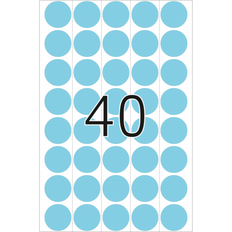 Zahl "40" in schwarzer Schrift auf einem hellblauen Hintergrund mit vielen gleichmäßig angeordneten blauen Kreisen.
