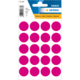 Packung mit 100 pinken runden Etiketten, Durchmesser 19 mm, auf einer Karte mit Aufhängeloch.