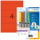 Bunte Ordneretiketten mit der Aufschrift "Marketing", "Controlling", "Rechnungen" und "Vertrieb", verpackt in einer blauen Box.