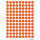 Ein Blatt mit vielen orangefarbenen, gleichmäßig verteilten Punkten auf weißem Hintergrund.