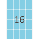 Ein hellblauer Kasten mit der Zahl 16 in schwarzer Schrift, umgeben von leeren, hellblauen Feldern.