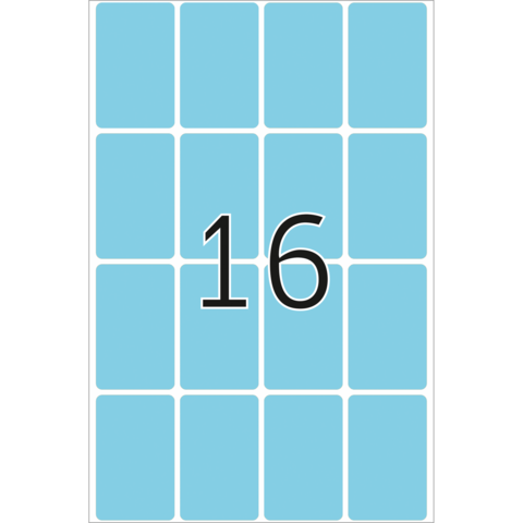 Ein hellblauer Kasten mit der Zahl 16 in schwarzer Schrift, umgeben von leeren, hellblauen Feldern.