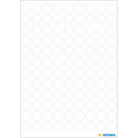 Leere Aufkleberblätter mit vielen kleinen, leeren Kreisen auf weißem Hintergrund. Ideal für Beschriftungen oder Bastelprojekte.