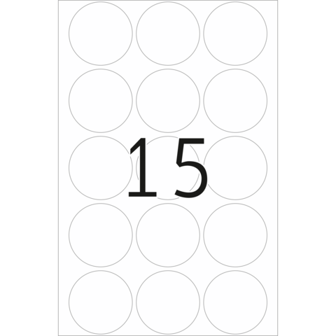 Ein Blatt mit 15 leeren Kreisen, nummeriert mit der großen Zahl 15 in der Mitte.