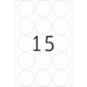 Ein Blatt mit 15 leeren Kreisen, nummeriert mit der großen Zahl 15 in der Mitte.