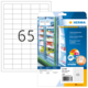 Tiefkühl-Etiketten-Packung mit der Nummer 65, inklusive Software-Hinweis und Abbildung von gefrorenen Lebensmitteln.