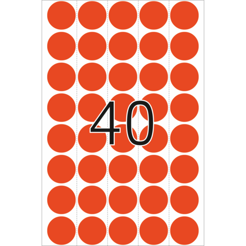 Ein weißer Hintergrund mit einer Anordnung von roten Punkten und der Zahl 40 in schwarzer Schrift in der Mitte.