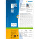 HERMA Produktinformation mit QR-Code, Tabellen für Etikettenformate und Hinweis auf kostenlose Software.