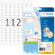 Etikettenpackung mit 112 Etiketten, inklusive Beispieletikett "MR. SUNNY" und Hinweis auf kostenlose Software zur Erstellung von Etiketten.
