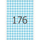 Eine große Zahl "176" in schwarzer Schrift vor einem Hintergrund aus blauen Punkten.