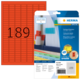 Rote Etiketten auf einem Bogen mit der Nummer 189, verpackt in einer transparenten Hülle von Herma.