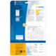 Rückseite einer Verpackung für HERMA Etiketten, mit Informationen zu Software, Anwendungshinweisen und einem QR-Code.
