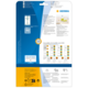 Rückseite einer Verpackung mit Informationen zu HERMA, einschließlich Softwarehinweisen und Anwendungsbeispielen.