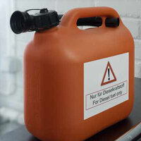 Väderbeständig folieetikett på kanister