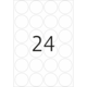 Eine große Zahl "24" in der Mitte eines weißen Hintergrunds mit mehreren leeren Kreisen um sie herum.
