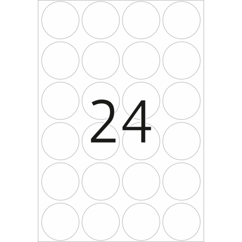Eine große Zahl "24" in der Mitte eines weißen Hintergrunds mit mehreren leeren Kreisen um sie herum.