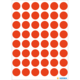 Ein Blatt mit 42 roten, gleichmäßigen Kreisen auf weißem Hintergrund, angeordnet in einem Raster.