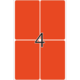 Eine orangefarbene Karte mit der Zahl 4 in der Mitte, umgeben von vier gleich großen orangefarbenen Feldern.