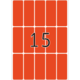 Eine orangefarbene Karte mit der Zahl 15 in der Mitte, umgeben von vertikalen und horizontalen Linien.