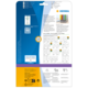 Rückseite einer Verpackung für HERMA Produkte mit Informationen zu Software, Anwendungshinweisen und einem Diagramm zur Nutzung.