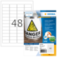 Klebefolie mit Warnhinweis "Danger - Explosive Material" und Produktinformationen von Herma, inklusive Nummer 9536 und Anwendungshinweisen.
