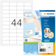 Etikettenpackung von Herma mit 44 vorgestanzten Etiketten. Enthält Informationen zur Software und Anwendung.