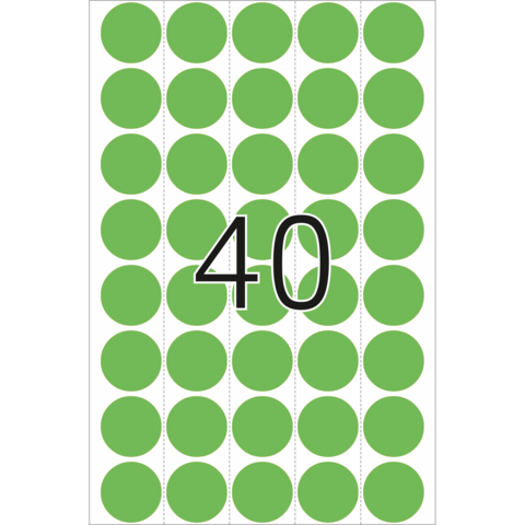 Grüne Punkte auf weißem Hintergrund mit der Zahl 40 in der Mitte.
