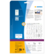 Rückseite einer Verpackung mit Informationen zu HERMA-Produkten, einschließlich Softwarehinweis und Anleitungen zur Verwendung.