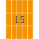 Orange Karte mit der Zahl 15 in der Mitte, umgeben von rechteckigen Feldern.