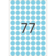 Eine Ansammlung von blauen Punkten auf weißem Hintergrund mit der Zahl 77 in der Mitte.
