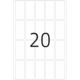 Eine weiße Karte mit der großen Zahl "20" in der Mitte. Die Karte hat mehrere leere Felder um die Zahl herum.