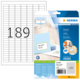 Etikettenpackung von Herma mit der Nummer 189, inklusive Beispieletiketten und Hinweis auf kostenlose Software zur Nutzung.